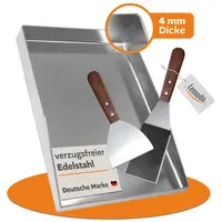 Lemodo Grillplatte 40 x 29,5 cm Edelstahl silber