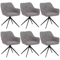 Mendler 6er-Set Esszimmerstuhl HWC-O47 Stoff/Textil hellgrau