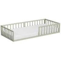 VitaliSpa Bodenbett aus Metall Minno, Greige, 90x200 mit Matratze