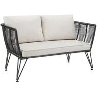 Tectake Sundo Loungesofa im Rope-Design schwarz