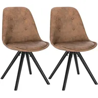 Woltu Esszimmerstuhl Stoff Dunkelbraun 2er Set