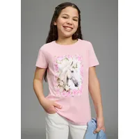 Kidsworld T-Shirt "Süßer Pferde-Fotodruck", Mädchen, Gr. 152/158, rosa, Single
