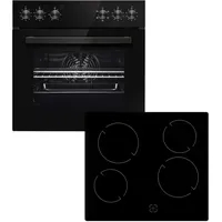 PKM Einbauherd Set Backofen schwarz + Glaskeramikkochfeld