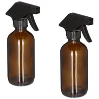 Relaxdays Sprühflasche Glas 230 ml 2er Set Braun