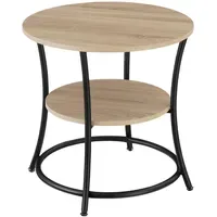 Tectake tectake® Beistelltisch, Industrial Style, rund, mit 2 Ablagen,