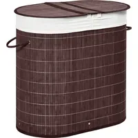 Homcom Wäschekorb 100L mit Deckel, 2 Wäschesäcken, Braun