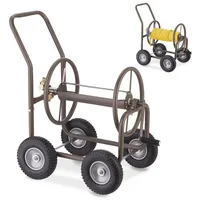 Relaxdays Schlauchwagen mit 4 Vollgummirädern braun