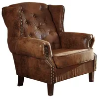 Massivmoebel24 Ohrensessel 102 x 93 x 102 cm Braun