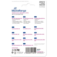 MediaRange MR957 microSDHC Class 10 + SD-Adapter 8 GB