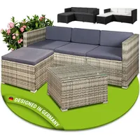 Juskys Punta Cana Polyrattan Lounge grau-meliert