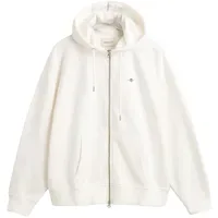 GANT Sweatjacke SHIELD ZIP HOODIE, Kapuzen-Jacke, Logo, Baumwoll-Mix Ecru