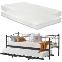 [en.casa] Bett, Skutskär mit Matratze 90x200cm Schwarz