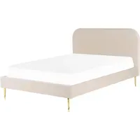 Beliani Polsterbett beige mit Lattenrost 140 x 200 cm