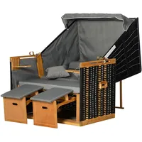 Outsunny Strandkorb Holz, PE-Rattan, Schaumstoff