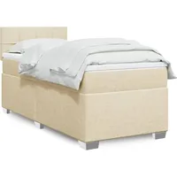 VidaXL Boxspringbett mit Matratze Creme 160x200 cm Stoff