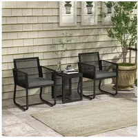 Outsunny Rattan Set 3-tlg. Schwarz
