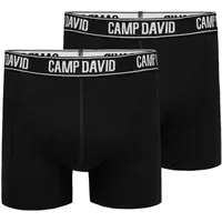 Camp David Boxershorts unifarben schwarz/weiß M 2er Pack