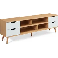 [en.casa] Fernsehschrank Bordkak 140x30x45 cm Eicheoptik/Weiß