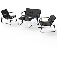 Juskys Genua Set 4-tlg. Anthrazit mit Armlehnen