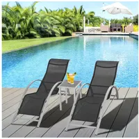 Outsunny Gartenliege-Set mit Tisch Schwarz