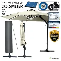 Brast Alu Ampelschirm Ø 360 cm beige inkl. LEDs