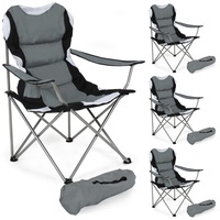 TecTake Campingstuhl grau/schwarz 4er Set (401297)