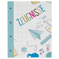 Itenga Zeugnismappe mit Motiv, A4, mit Buchschrauben, erweiterbar, Doodles,