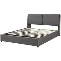 [en.casa] Polsterbett Lunner mit Bettkasten 140x200 cm Dunkelgrau
