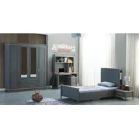 Xl moebel gmbh Garnitur Kinderzimmer, Bett Kinderbett Kindermöbel Grau
