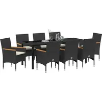 VidaXL Gartenmöbel-Set 9-tlg. Schwarz
