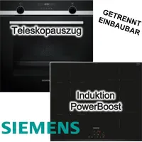 Siemens Herdset Backofen Teleskopauszug Hydrolyse + Induktionskochfeld