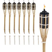 Relaxdays Gartenfackeln Bambusfackeln 50 cm 8er Set schwarz/bronze