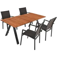 Deluke Garten-Sitzgruppe GEORG 5-tlg. Teak, Dunkelgrau Holz, 5, Gartenmöbel,