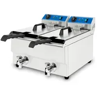 Vertes Doppelt Friteuse aus Edelstahl 2x16 Liter Fassungsvermögen,