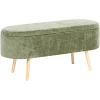 Beliani Sitzbank mit Stauraum Oklahoma Chenillegewebe Grün