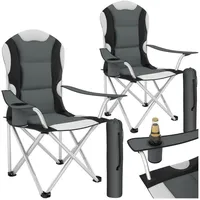 Tectake Campingstuhl grau/schwarz 2er Set (401296)