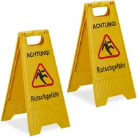 Relaxdays Rutschgefahr Aufsteller, 2er Set, klappbar, beidseitig beschriftet, Kunststoff,
