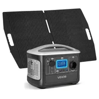 Vevor Tragbare Powerstation, mit 100-W-Solarpanel, 600-W-Solargenerator, 493-Wh-LiFePO4-Akku-Backup & 7