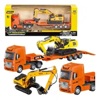 Huina - LKW mit Auflieger Metallbagger orange 1:50