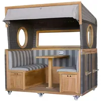 DeVries Gosch-Lounge Strandkorb 6-Sitzer Teak - PE grau durchgeflochten