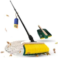 Novaliv Kehrgarnitur Premium Krallenbesen mit Stiel 50 cm Mehrfarbig