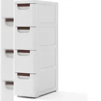 Costway Nischenschrank mit Rädern, Ausnehmungsregal 20 cm breit, 4