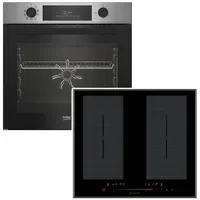 Beko Herdset Pyrolyse Backofen + Induktionskochfeld 2 Doppel-Flexzonen Booster