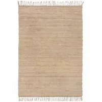 KADIMA DESIGN Handgewebter Teppich mit Fransen in Beige "Conwy"