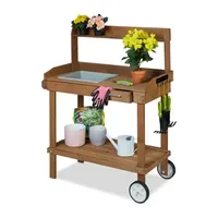 Relaxdays Pflanztisch mit Rollen 120 x 97 x 49