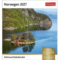 Harenberg Norwegen Sehnsuchtskalender 2027 - Wochenkalender mit 53 Postkarten