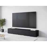 OTTO home Denver TV-Schrank Lowboard 250 cm Schwarz Kunststoff/Metall/Holzwerkstoff