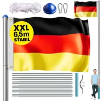 Monzana MONZANA® Fahnenmast 6,50m mit Seilzug inkl. Flagge Flaggenmast