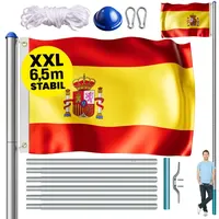 Monzana MONZANA® Fahnenmast 6,50m mit Seilzug inkl. Flagge Flaggenmast