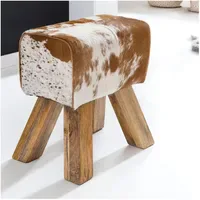 FineBuy Sitzhocker Springbock Leder 30 x 47 x 30